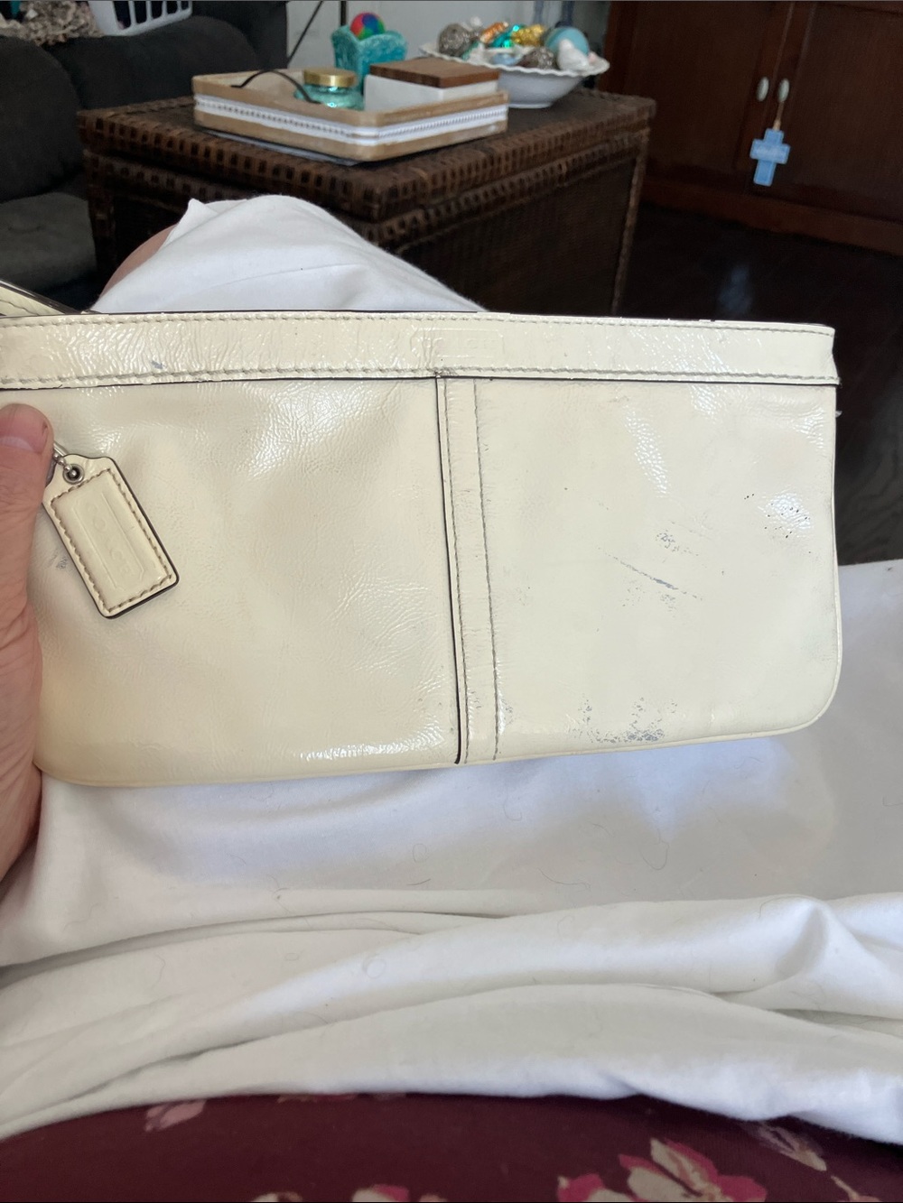 Coach Cream Leather Wristlet Clutch